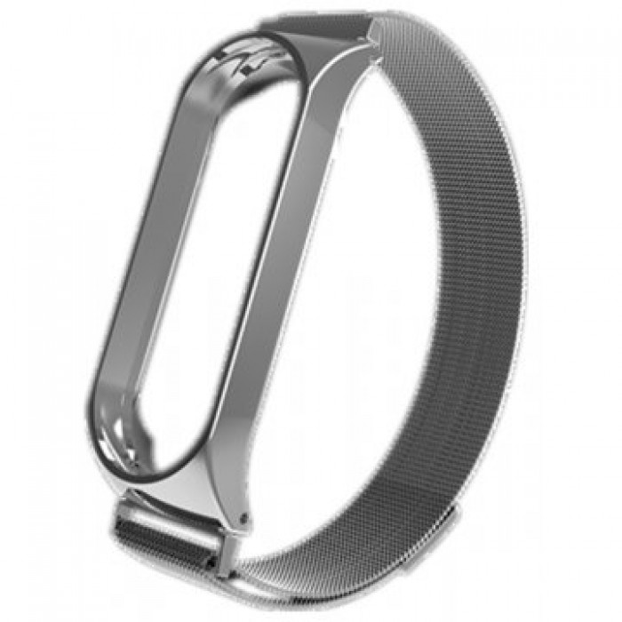 Ремінець металевий на магніті для фітнес-браслету Xiaomi Mi Band 2, Silver