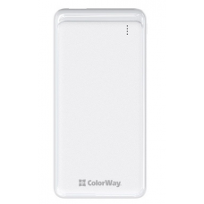 Универсальная мобильная батарея 10000 mAh, ColorWay, White (CW-PB100LPF2WT)