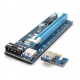 Райзер PCI-EX, x1=>x16, 4-pin MOLEX, SATA=>4Pin, USB 3.0 AM-AM 0,6 м (синій), конденсатори F270