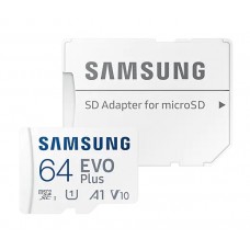 Карта пам'яті microSDXC, 64Gb, Class10 UHS-I U1 V10 A1, Samsung EVO Plus, SD адаптер (MB-MC64KA/RU)