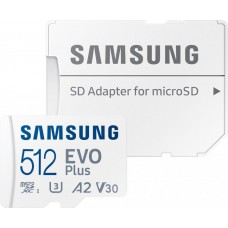 Карта памяти microSDXC, 512Gb, Class10 UHS-I U3, Samsung EVO Plus, SD адаптер (MB-MC512KA/RU)