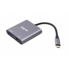 Адаптер USB 3.1 Type-C (M) - на 2 HDMI, Maxxter, Black, 15 см (V-CM-2HDMI)