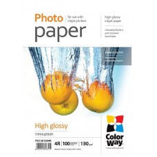 Фотобумага ColorWay, глянцевая, A6 (10x15), 130 г/м², 100 л, Bulk (PG1301004R_OEM)