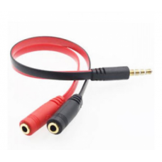 Переходник звуковой 3.5 мм (M) 4 pin - 2x3.5 мм (F), Black/Red, 10 см (03888)
