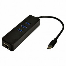 Мережевий адаптер USB Dynamode USB-C 3.1 RJ-45 + 3-Port Black, 13 см (USB3.1-TYPEC-RJ45-HUB3)