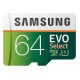 Карта пам'яті microSDXC, 64Gb, Class10 UHS-I U1, Samsung EVO Select, SD адаптер (MB-ME64HA/AM)
