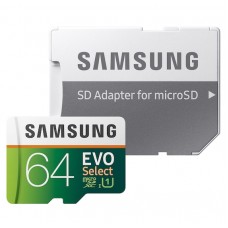Карта памяти microSDXC, 64Gb, Class10 UHS-I U1, Samsung EVO Select, SD адаптер (MB-ME64HA/AM)