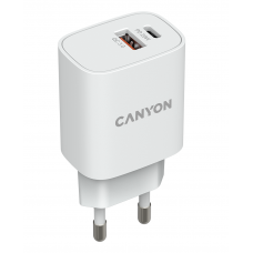 Мережевий зарядний пристрій Canyon H-20-04, White, 1xUSB-C, 1xUSB (CNE-CHA20W04)