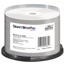 Диск BD-R 50 SmartDisk Pro, 25Gb, 6x, White Inkjet Printable (22-118 мм), Spindle (69835)