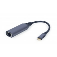 Сетевой адаптер USB Type C - Ethernet, Cablexpert, Black, 1000 Мбит/с, 15 см (A-USB3C-LAN-01)