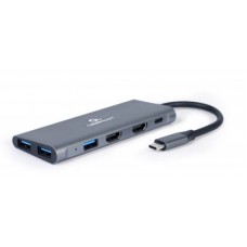Док станція USB 3.1 Type-C (M) - 3-в-1 (хаб/HDMI/PD) Cablexpert, Black, 15 см (A-CM-COMBO3-01)