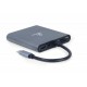 Док станція USB 3.1 Type-C (M) - 6-у-1 (Hub3.1, HDMI, PD, VGA, картр, Аудіо) Cablexpert, Grey, 15 см