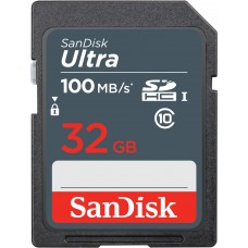 Карта памяти SDHC, 32Gb, Class10 UHS-I, SanDisk Ultra, до 100 MB/s (SDSDUNR-032G-GN3IN)