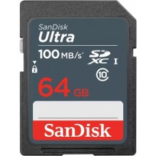Карта пам'яті SDXC, 64Gb, Class10 UHS-I, SanDisk Ultra, до 100 MB/s (SDSDUNR-064G-GN3IN)