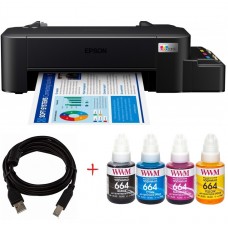 Принтер струменевий кольоровий A4 Epson L121, Black + чорнило 4x140 мл WWM 664 (KP.EL121)