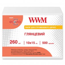 Фотопапір WWM, глянсовий, A6 (10х15), 260 г/м², 500 арк (G260N.F500/C)