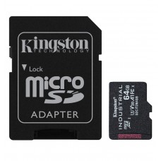 Карта памяти microSDXC, 64Gb, Class10 UHS-I U3 V30 A1, Kingston Industrial, SD адаптер (SDCIT2/64GB)