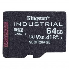 Карта памяти microSDXC, 64Gb, Class10 UHS-I U3 V30 A1, Kingston Industrial (SDCIT2/64GBSP)