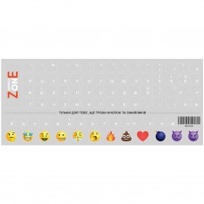 Наклейка на клавиатуру SampleZone, White, прозрачная, Укр / Рус (SZ-N-W)