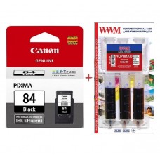 Картридж Canon PG-84, Black, 21 мл + заправний набір WWM (Set84-inkB)