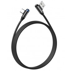 Кабель USB <-> USB Type-C, Hoco Excellent elbow, Black, 1,2 м, 2.0A (U77)