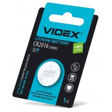Батарейка CR2016, літієва, Videx, 1 шт, 3V, Blister