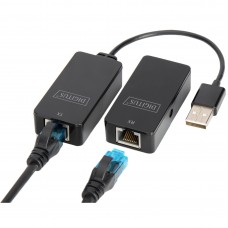 Удлинитель активный USB 2.0 по витой паре Digitus, Black, 2 шт, до 50 метров (DA-70141)