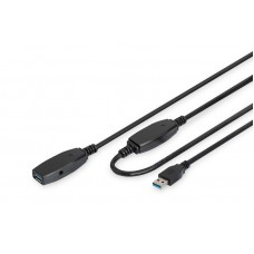 Кабель-удлинитель USB3.0 15 м Digitus Black, AM/AF, активный (DA-73106)