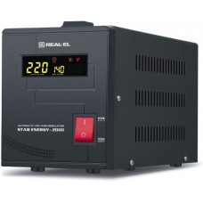 Стабілізатор REAL-EL STAB ENERGY-2000 Black, релейний, 1600Вт, вхід 220В+/-20%, вихід 220V +/- 10%