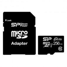 Карта пам'яті microSDXC, 256Gb, Class10 UHS-I Elite, Silicon Power, SD адаптер (SP256GBSTXBU1V10SP)
