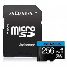 Карта памяти microSDXC, 256Gb, ADATA Premier, SD адаптер (AUSDX256GUICL10A1-RA1)