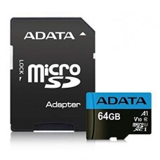 Карта памяти microSDXC, 64Gb, ADATA Premier, SD адаптер (AUSDX64GUICL10A1-RA1)