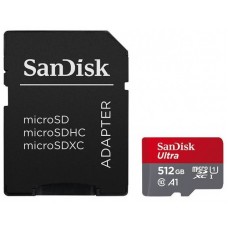 Карта памяти microSDXC, 512Gb, SanDisk Ultra, SD адаптер (SDSQUAC-512G-GN6MA)