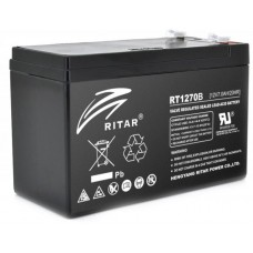 Батарея для ДБЖ 12В 7Ач AGM Ritar RT1270B Black / 12V 7.0Ah / 151х65х100 мм