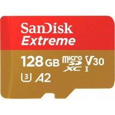 Карта памяти microSDXC, 128Gb, SanDisk Extreme, SD адаптер (SDSQXAA-128G-GN6AA)