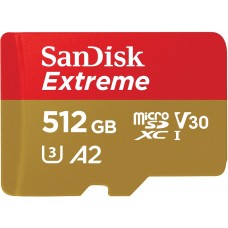 Карта памяти microSDXC, 512Gb, SanDisk Extreme, SD адаптер (SDSQXAV-512G-GN6MA)