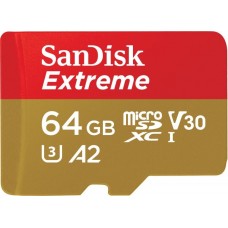 Карта памяти microSDXC, 64Gb, SanDisk Extreme (для мобильных игр), без адаптера (SDSQXAH-064G-GN6GN)