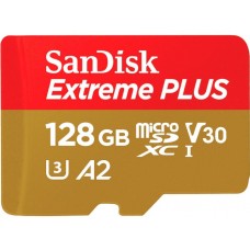 Карта памяти microSDXC, 128Gb, SanDisk Extreme Plus, SD адаптер (SDSQXBD-128G-GN6MA)