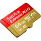 Карта памяти microSDXC, 64Gb, SanDisk Extreme Plus, SD адаптер (SDSQXBU-064G-GN6MA)