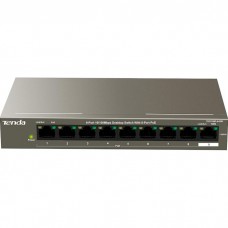 Коммутатор TENDA TEF1109P-8-63W, 9 LAN 10/100BaseT, 2x Gigabit Ethernet неуправляемый, металический