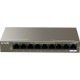 Комутатор TENDA TEF1109P-8-63W, 9 LAN 10/100BaseT, 2x Gigabit Ethernet, некерований, металевий