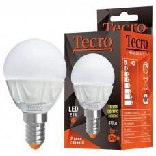 Лампа светодиодная E14, 5 Вт, 3000K, G45, Tecro, 470 Лм, 220V (PRO-G45-5W-3K-E14)