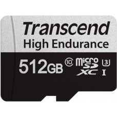Карта памяти microSDXC, 512Gb, Transcend 350V, SD адаптер (TS512GUSD350V)