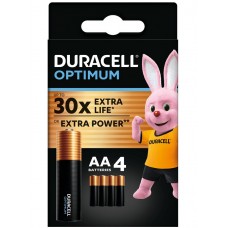 Батарейка AA (LR06), щелочная, Duracell Optimum, 4 шт, 1.5V, Blister