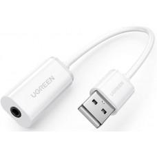 Звуковая карта USB 2.0, Ugreen, White, на проводе (US206/30712)