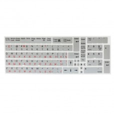 Наклейки на ноутбук сріблясті матові на всі клавіші (червоні українські та російські)