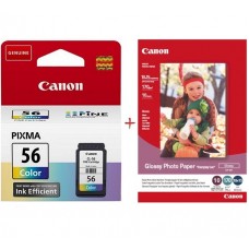 Картридж Canon CL-56, Color + фотобумага Canon GP-501 (CL-56+Paper)