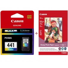 Картридж Canon CL-441, Color + фотопапір Canon GP-501 (CL-441C+Paper)
