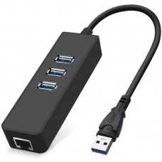 Концентратор USB 3.0 Dynamode, Black, 3xUSB 3.0, 1xRJ45 GLan (USB3.0-Type-A-RJ45-HUB3)