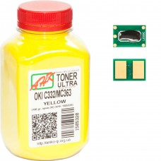 Тонер + чип OKI C332, MC363, Yellow, 100 г, AHK (1505324)